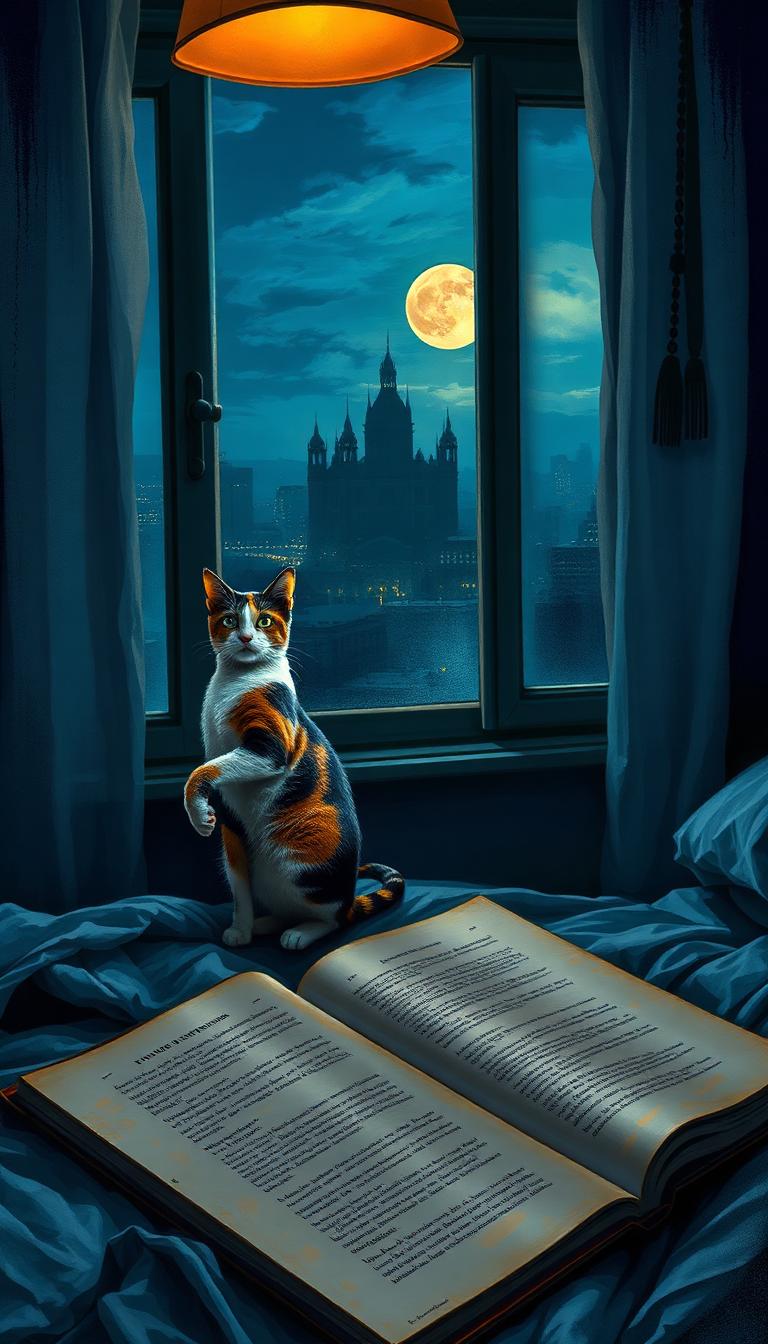 Chat the calico cat finds her on the windowsill.